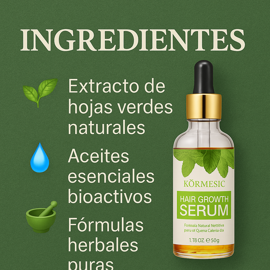 “Serúm de crecimiento Real. Fórmula Natural.”